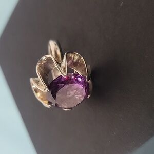 Vintage Sterling Silver Bright Purple Sapphire Ring Size 5.25